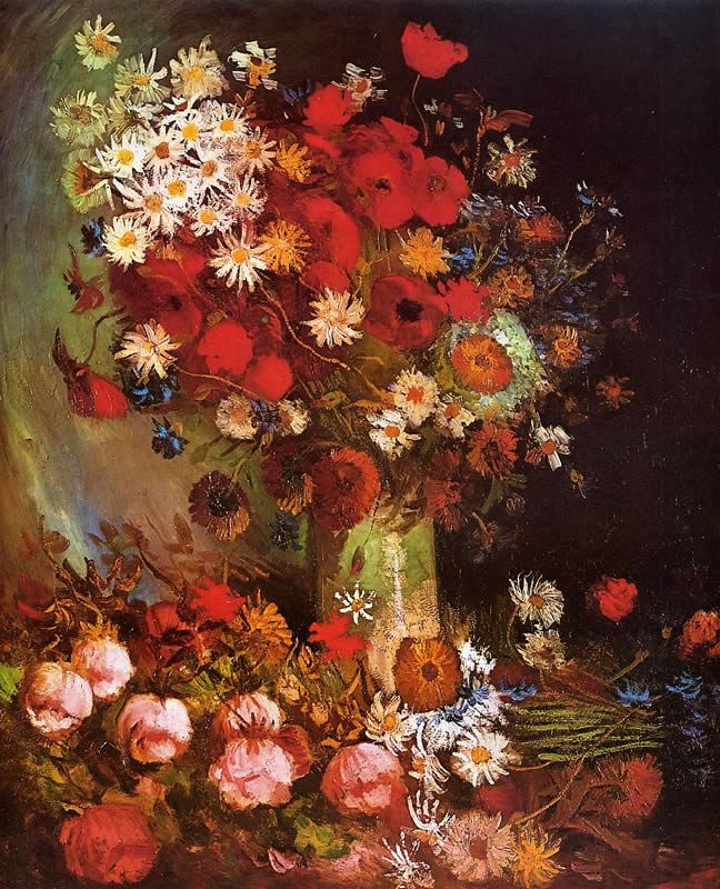 Vincent van Gogh Vase with Poppies Cornflowers Peonies and Chrysanthemums